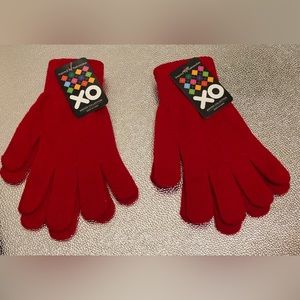 New 2 Pairs Red Knit Winter Gloves 100% Acrylic One Size Fits Most - Unisex